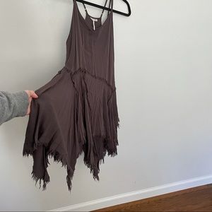 FP raw hem mauve slip dress